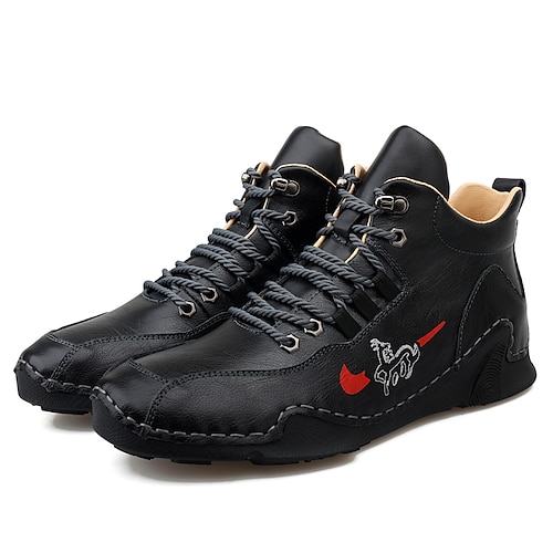 

Herren Stiefel Komfort Schuhe Casual Klassisch Täglich Büro Karriere PU Stiefeletten / Stiefeletten Schwarz Braun Herbst Frühling