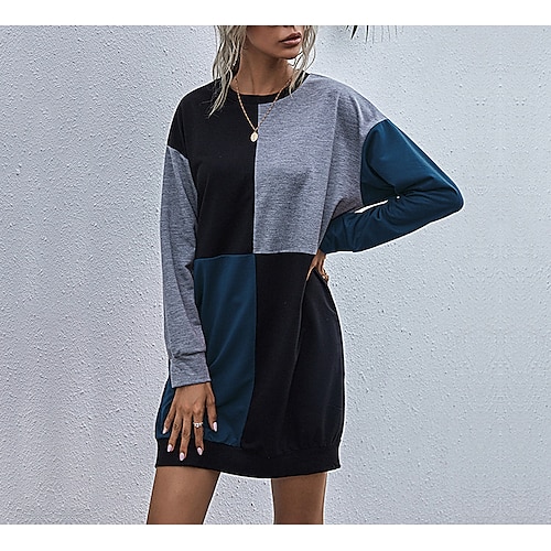 

Women's Hoodie Dress Color Block Casual Daily Active Streetwear Hoodies Sweatshirts Army Green Red Navy Blue