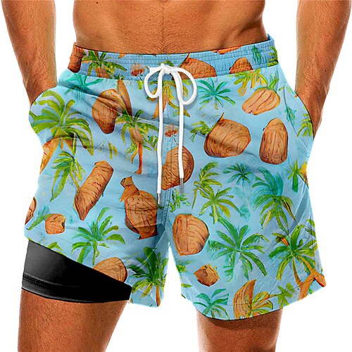 

Men's Swim Trunks Swim Shorts Quick Dry Board Shorts Bathing Suit Compression Liner with Pockets Drawstring Swimming Surfing Beach Water Sports Tropical Printed Spring Summer