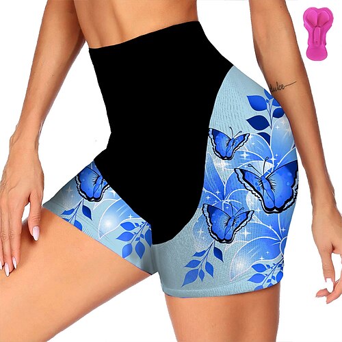 

21Grams Women's Bike Shorts Cycling Shorts Bike Padded Shorts / Chamois Mountain Bike MTB Road Bike Cycling Sports Butterfly Floral Botanical 3D Pad Cycling Breathable Quick Dry Rosy Pink Blue