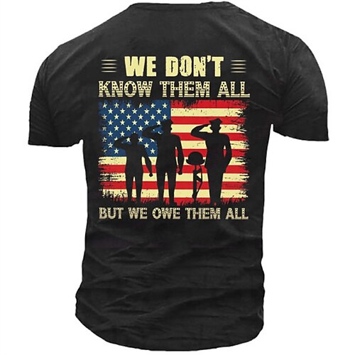 

Men's Unisex T shirt Tee 3D Print Graphic Prints National Flag Crew Neck Street Daily Print Short Sleeve Tops Designer Casual Vintage Big and Tall Black Gray Army Green / Summer / Summer