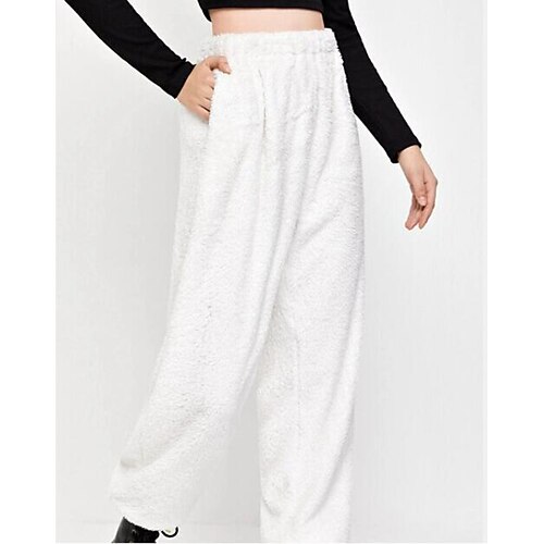 

Women's Fashion Jogger Chinos Side Pockets Elastic Waist Full Length Pants Casual Weekend Micro-elastic Plain Flannel Comfort Mid Waist Green White Gray Light gray Dark Gray S M L XL XXL
