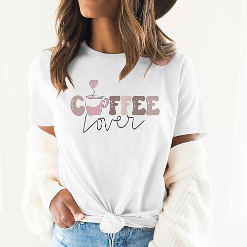 

Women's T shirt Tee Basic Print Flower / Floral Basic Round Neck T-shirt Sleeve Standard Summer Dark Blue Dark Gray Light Green White Black