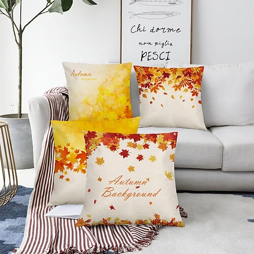 

Autumn Leaf Double Side Cushion Cover 4PC Soft Decorative Square Throw Pillow Cover Cushion Case Pillowcase for Bedroom Livingroom Superior Quality Machine Washable Indoor Cushion for Sofa Couch Bed Chair