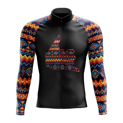 

21Grams Men's Cycling Jersey Long Sleeve Bike Top with 3 Rear Pockets Mountain Bike MTB Road Bike Cycling Breathable Quick Dry Moisture Wicking Reflective Strips Black Polyester Spandex Sports