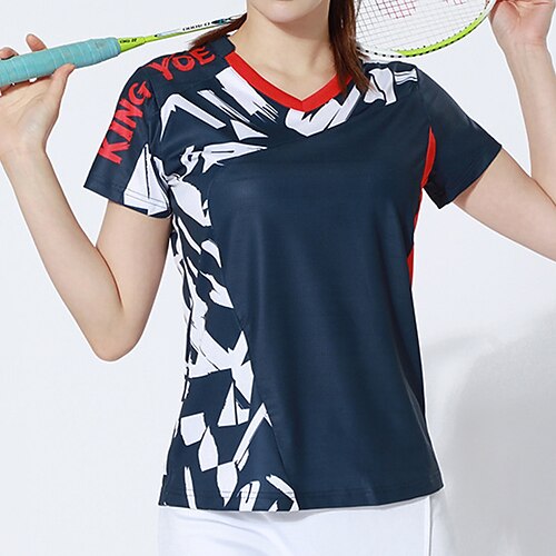 

Women's Tennis Shirt Athletic Shirt Breathable Quick Dry Moisture Wicking Short Sleeve T Shirt Regular Fit V Neck Printed Summer Gym Workout Tennis Badminton / Micro-elastic / Lightweight