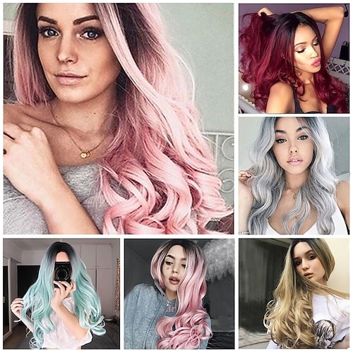 

Synthetic Wig Curly Middle Part Machine Made Wig Medium Length A1 A2 A3 A4 A5 Synthetic Hair Women's Soft Classic Easy to Carry Pink Purple Green / Daily Wear / Party / Evening