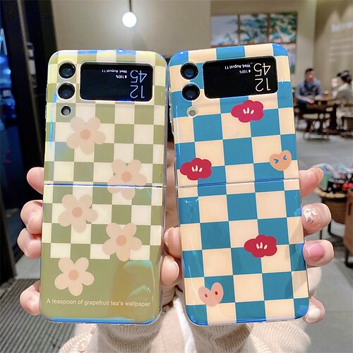 

Phone Case For Samsung Galaxy Back Cover Flip Z Flip 3 Portable Magnetic Flip Shockproof Lines / Waves Geometric Pattern Flower PC