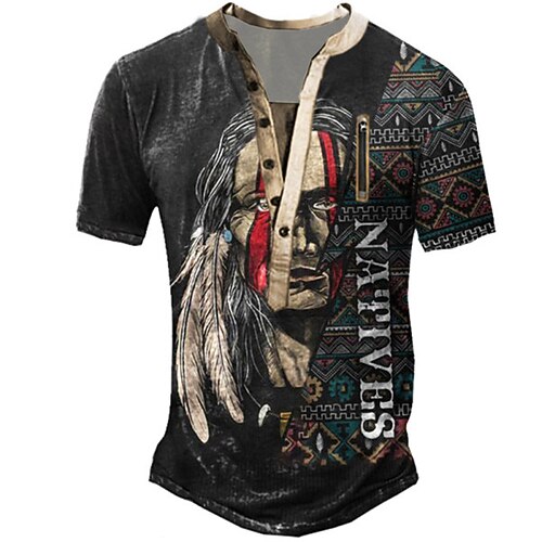 

Men's Henley Shirt Tee T shirt Tee 3D Print Cartoon Graphic Patterned Plus Size Henley Daily Sports Zipper Button-Down Short Sleeve Tops Designer Basic Classic Comfortable Black / Summer