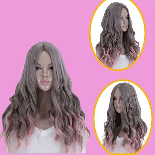

Synthetic Wig Wavy Middle Part Machine Made Wig Long A1 Synthetic Hair Women's Soft Classic Easy to Carry Blonde Pink Mixed Color / Daily Wear / Party / Evening