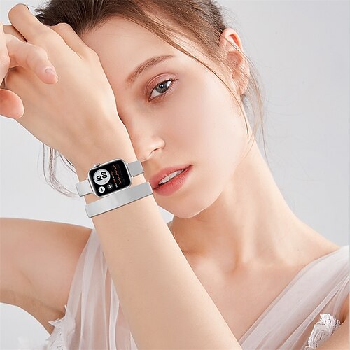 1PC Smart Watch Band Compatible with Apple iWatch Series SE / 6/5/4/3/2/1 Leather Loop for iWatch Smartwatch Strap Wristband Genuine Leather Adjustable Breathable
