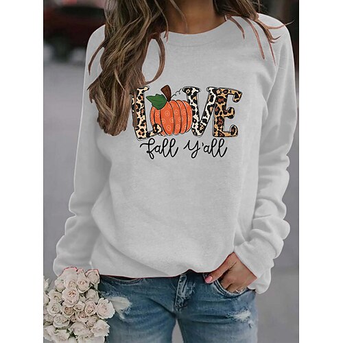 

Women's Sweatshirt Pullover Leopard Text Punk Print Halloween Daily Sports Hot Stamping Active Halloween Hoodies Sweatshirts Green White Black