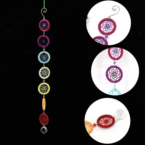 

ms7019 cross-border colorful small ring channeling dream catcher decoration pendant small gift aerial pendant