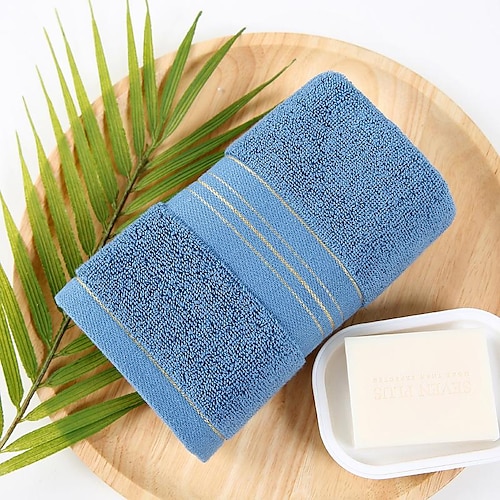 

1PC Cotton Blend Towel Stripe Machine Washable Super Soft Highly Absorbent Quick Dry For Bathroom Hotel Spa