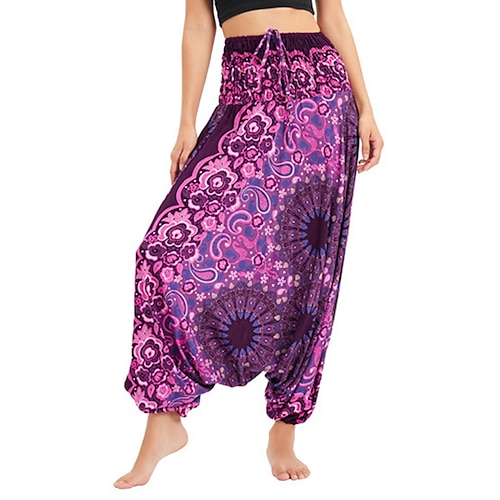 

Mujer Persona que practica jogging Pantalones Pantalones Harem Verde Trébol Azul Piscina Morado Alta cintura Boho Hip-Hop Hippie Casual Fin de semana Corte alto Estampado Microelástico Longitud total