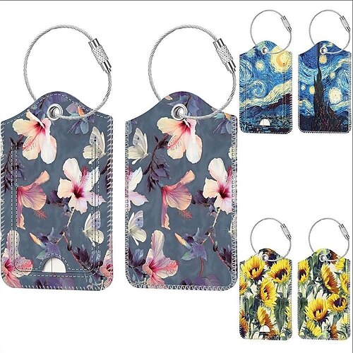 

Fashion Color Printing Luggage Tag Pu Leather Suitcase Tag Boarding Pass Leather Address Identification Card Spot