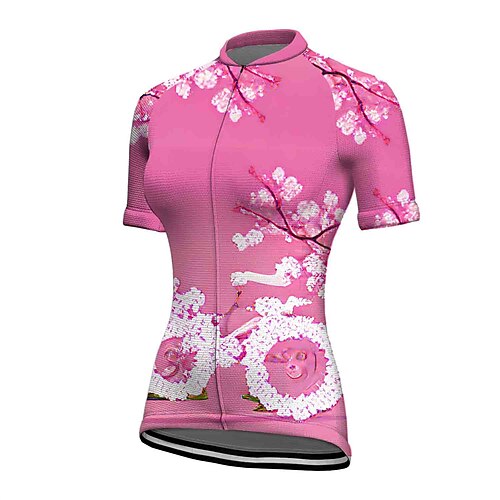 

21Grams Women's Cycling Jersey Short Sleeve Bike Top with 3 Rear Pockets Mountain Bike MTB Road Bike Cycling Breathable Quick Dry Moisture Wicking Reflective Strips Rosy Pink Floral Botanical