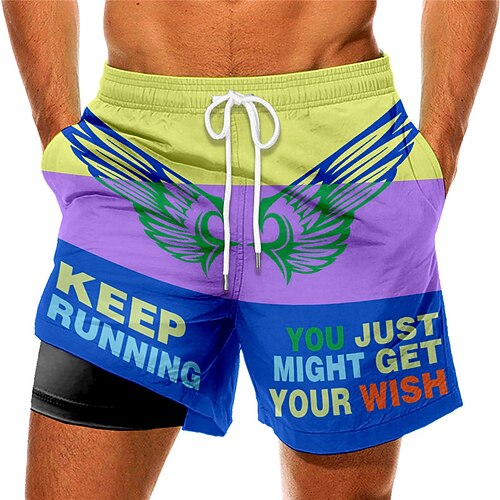 

Men's Swim Trunks Swim Shorts Quick Dry Board Shorts Bathing Suit Compression Liner with Pockets Drawstring Swimming Surfing Beach Water Sports Stripes Printed Spring Summer