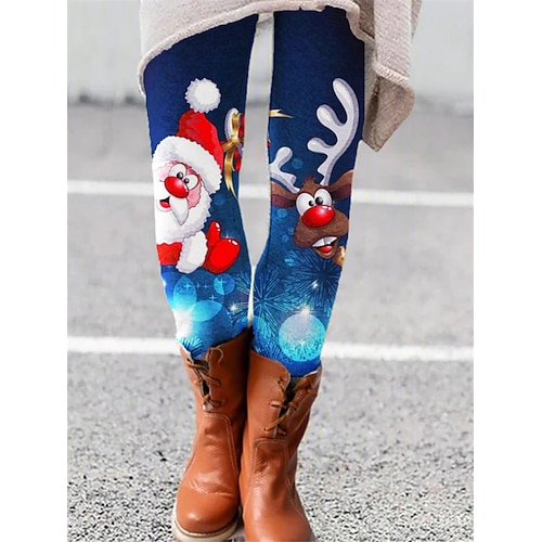 

Women's Tights Leggings Print Christmas Tummy Control Butt Lift Full Length Daily Fashion Skinny 5 6 Mid Waist Micro-elastic