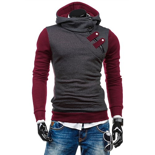 

Men's Hoodie Pullover Hoodie Sweatshirt Color Block Zipper Daily Holiday Going out non-printing Casual Streetwear Hoodies Sweatshirts Black Light gray Dark Gray