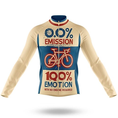 

21Grams Men's Cycling Jersey Long Sleeve Bike Jersey Top with 3 Rear Pockets Mountain Bike MTB Road Bike Cycling Breathable Quick Dry Moisture Wicking Reflective Strips Blue Graphic Polyester Spandex