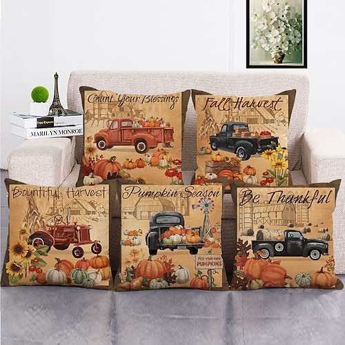 

Fall Harvest Double Side Cushion Cover 5PC Soft Decorative Square Throw Pillow Cover Cushion Case Pillowcase for Bedroom Livingroom Superior Quality Machine Washable Indoor Cushion for Sofa Couch Bed Chair