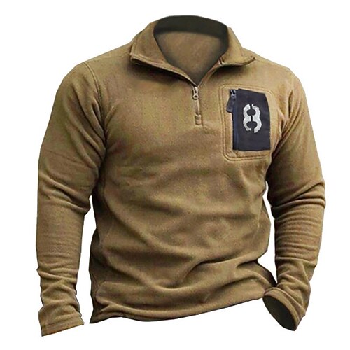 

Men's Sweatshirt Pullover Graphic Patterned Number Zipper Pocket Print Casual Daily Sports Basic Streetwear Hoodies Sweatshirts Brown