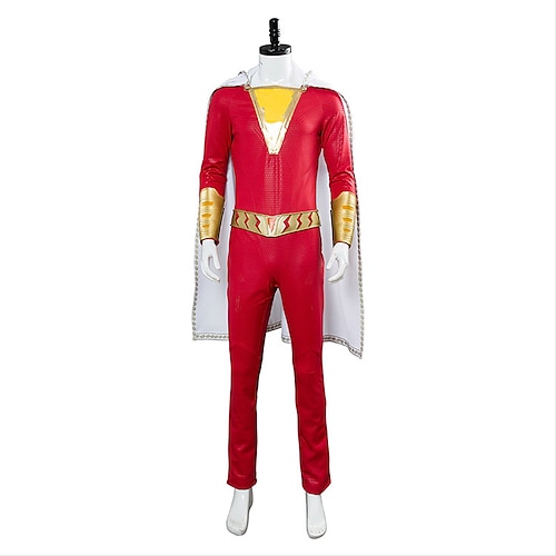 

Shazam! Billy Batson Outfits Masquerade Women's Movie Cosplay Cosplay Costume Party Red Leotard / Onesie Cloak Masquerade Polyester