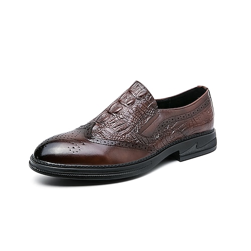 

Homens Mocassins e Slip-Ons Padrão de crocodilo Casual Clássico Diário Escritório e Carreira Couro Ecológico Quente Preto Marron Primavera Verão