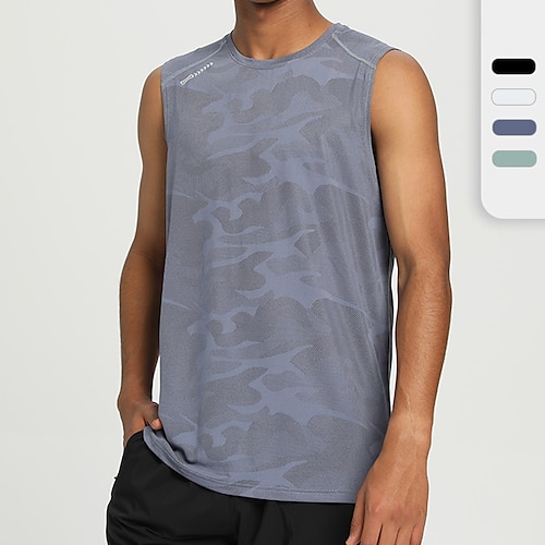 

Men's Running Tank Top Sleeveless Tee Tshirt Athletic Spandex Breathable Quick Dry Moisture Wicking Gym Workout Running Active Training Sportswear Activewear Camo / Camouflage Black Dusty Blue Sage
