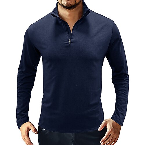

Men's Collar Polo Shirt Golf Shirt Solid Color Turndown Army Green Khaki Navy Blue Gray White Street Daily Short Sleeve Zipper Clothing Apparel Fashion Casual Comfortable / Beach