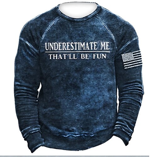 

Men's Sweatshirt Pullover Graphic Patterned Letter Print Casual Daily Sports 3D Print Basic Streetwear Hoodies Sweatshirts Navy Blue