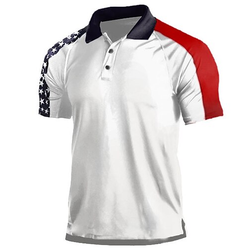 

Men's Collar Polo Shirt Golf Shirt Color Block Turndown White Street Daily Short Sleeve Button-Down Clothing Apparel Fashion Casual Breathable Comfortable / Beach