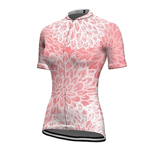 

21Grams Women's Cycling Jersey Short Sleeve Bike Top with 3 Rear Pockets Mountain Bike MTB Road Bike Cycling Breathable Quick Dry Moisture Wicking Reflective Strips Rosy Pink Floral Botanical