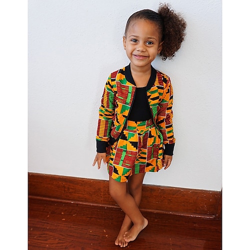 

2 Pieces Kids Girls' Clothing Set Outfit Print Long Sleeve Crewneck Cotton Set Outdoor Active Daily Fall Spring 2-6 Years Yellow