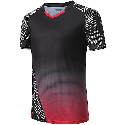 

Men's Tennis Shirt Athletic Shirt Breathable Quick Dry Moisture Wicking Short Sleeve T Shirt Regular Fit V Neck Printed Summer Gym Workout Tennis Badminton / Micro-elastic / Lightweight