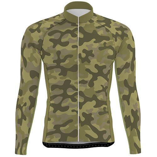 

21Grams Men's Cycling Jersey Long Sleeve Bike Top with 3 Rear Pockets Mountain Bike MTB Road Bike Cycling Breathable Quick Dry Moisture Wicking Reflective Strips Purple Army Green Royal Blue Camo