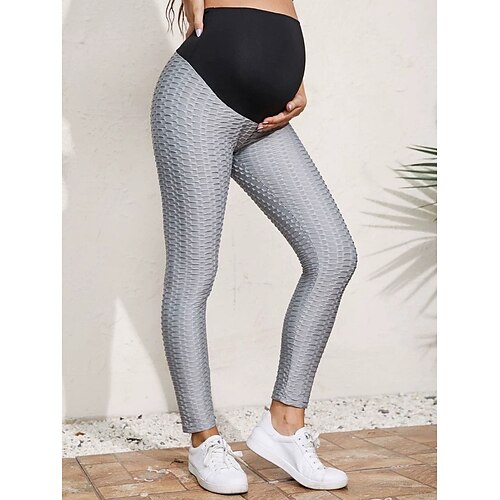 

Women's Maternity Leggings High Waist Yoga Pants Maternity Activewear Patchwork Jacquard Leggings Bottoms Butt Lift Quick Dry Color Block Grey Yoga Gym Workout Pilates Sports Activewear Stretchy