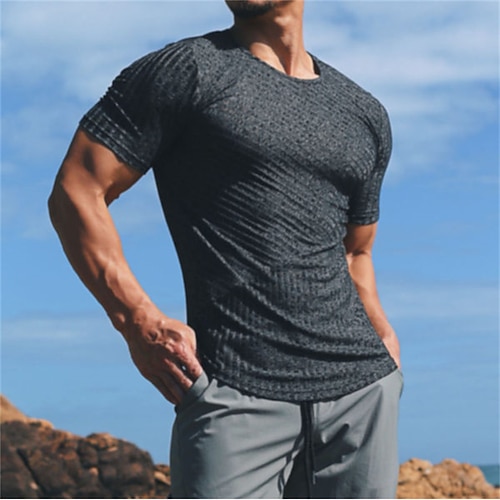 

Men's T shirt Tee Solid Color Crew Neck Street Daily Short Sleeve Tops Casual Comfortable Black Gray / Summer / Summer