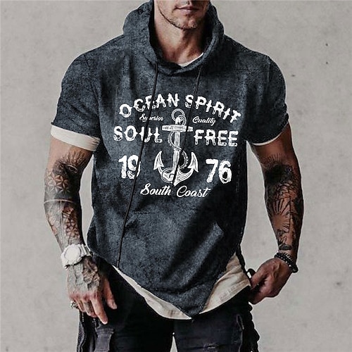 

Men's Pullover Hoodie Sweatshirt Graphic Patterned Letter Print Daily Sports Holiday 3D Print Designer Casual Hoodies Sweatshirts Black