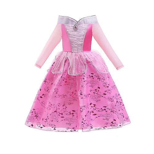 

Kids Little Girls' Dress Flower A Line Dress Party Performance Mesh Patchwork Print Pink Maxi Long Sleeve Princess Sweet Dresses Spring Summer Regular Fit 3-10 Years