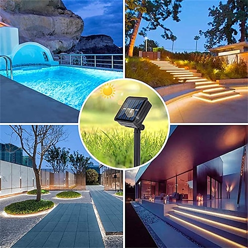

5m 16.4ft RGB Solar LED Strip Light Rope 150 LEDs SMD2835 8 Modes Color Changing IP67 Waterproof Outdoor Decor Automatic Timed Working Time up to 8-10 hours after Fully Charged