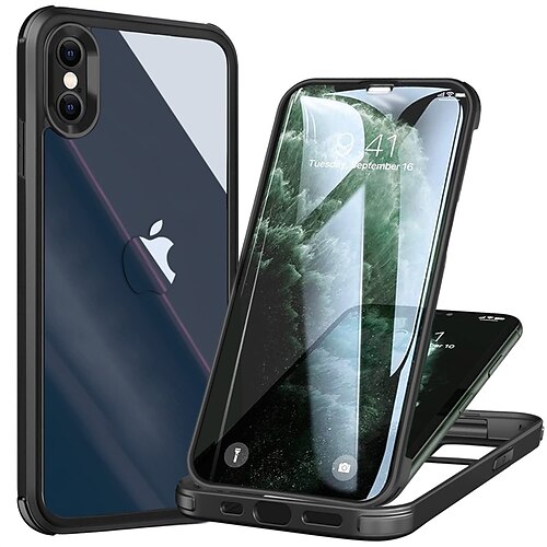 

Phone Case with Built-in Tempered Glass Screen Protector 360 Full Body Protection Dual Layer For iPhone 13 Pro Max 12 11 X XR XS Max Four Corners Drop Resistance Anti-Scratch Transparent TPU Tempered Glass