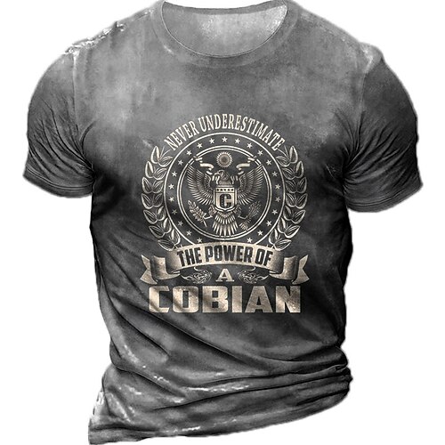 

Men's Unisex T shirt Tee Graphic Letter Eagle Crew Neck Army Green Dark Gray Brown Navy Blue Black 3D Print Outdoor Street Short Sleeve Print Clothing Apparel Vintage Sports Designer Casual / Summer