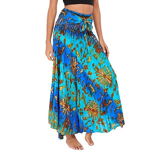 

Women's Skirt Swing Maxi Viscose Blue Yellow Red Skirts Summer Print Boho Streetwear Hippie Gypsy Casual Daily Weekend One-Size / Loose Fit