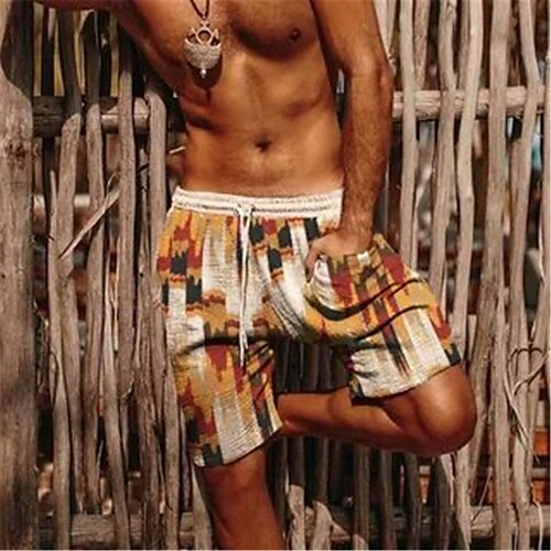 

Men's Stylish Classic Style Shorts Beach Shorts 3D Print Drawstring Elastic Waist Short Pants Daily Holiday Micro-elastic Graphic Prints Comfort Breathable Mid Waist Brown S M L XL XXL / Summer