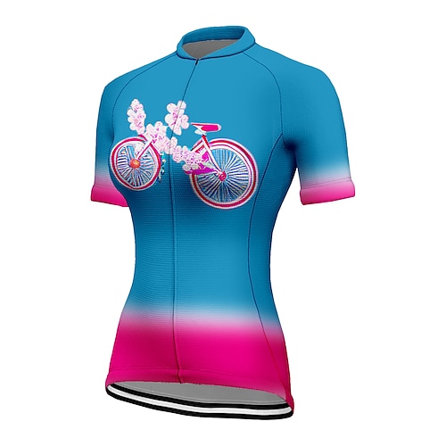 

21Grams Women's Cycling Jersey Short Sleeve Bike Top with 3 Rear Pockets Mountain Bike MTB Road Bike Cycling Breathable Quick Dry Moisture Wicking Blue Graphic Patterned Spandex Polyester Sports