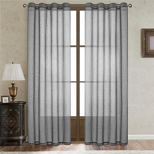 

1 Panel Linen Curtain Grommet Linen Blended Curtains for Living Room Burlap Linen Textured Light Filtering Nickel Curtains Bedroom Curtains