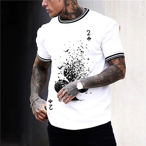 

Men's Unisex T shirt Tee Hot Stamping Graphic Prints Poker Crew Neck Street Daily Print Short Sleeve Tops Designer Casual Big and Tall Sports Blue-Green White Black / Summer / Summer