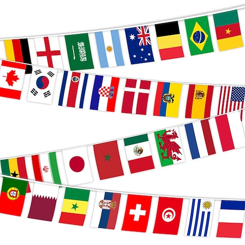 2022 World Cup Top 32 String Flags World String Flags 14x21cm100